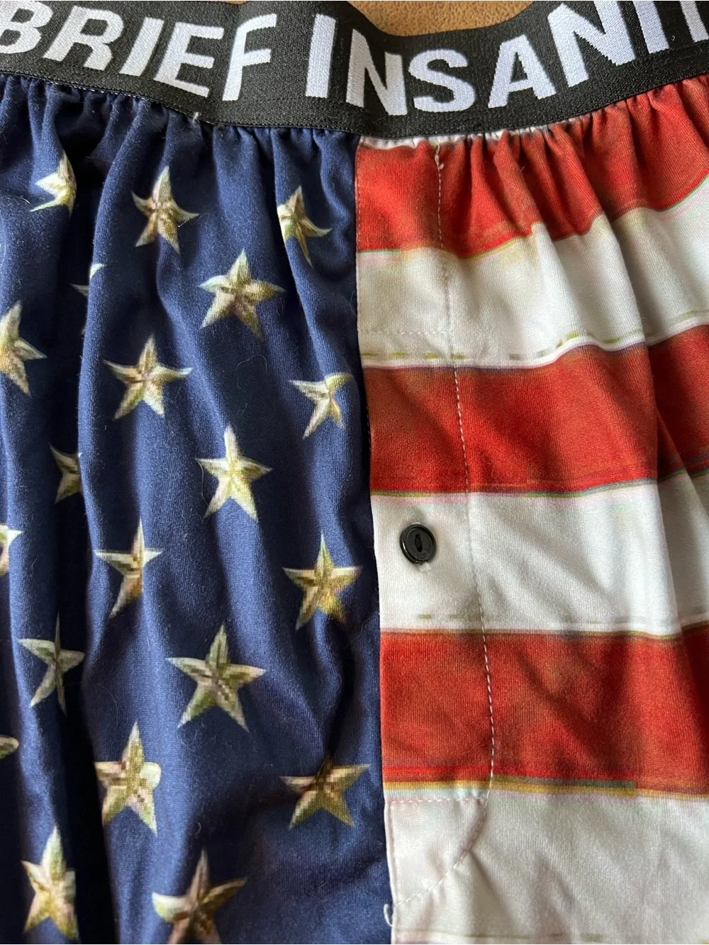 NWOT Brief Insanity Men's Boxer Briefs - American Flag Print(Red, White,Blue) XL